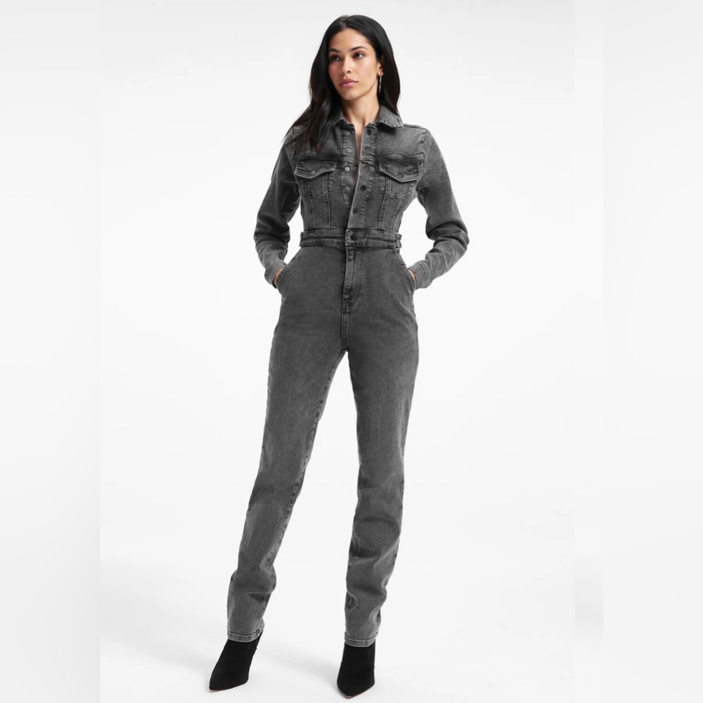 Good American Denim Jumpsuit Size 1 Black NWT